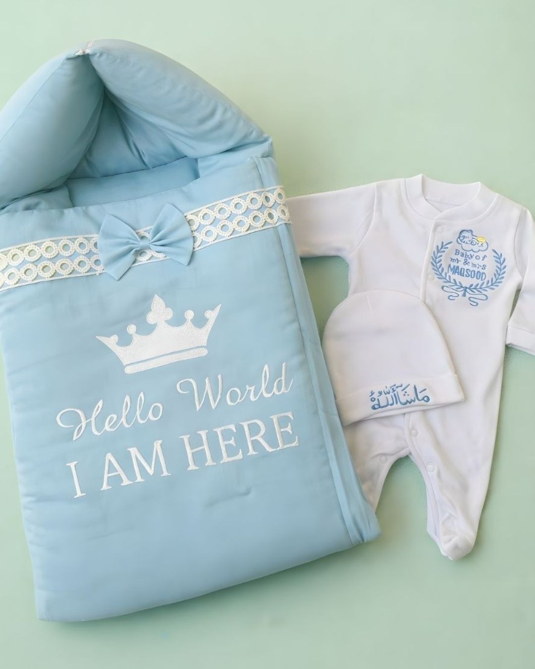 Baby Blue Set, 3 piece newborn set, another view