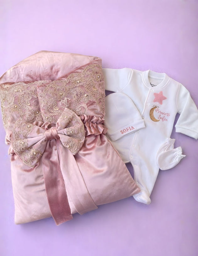 Pink velvet Bow Star Set