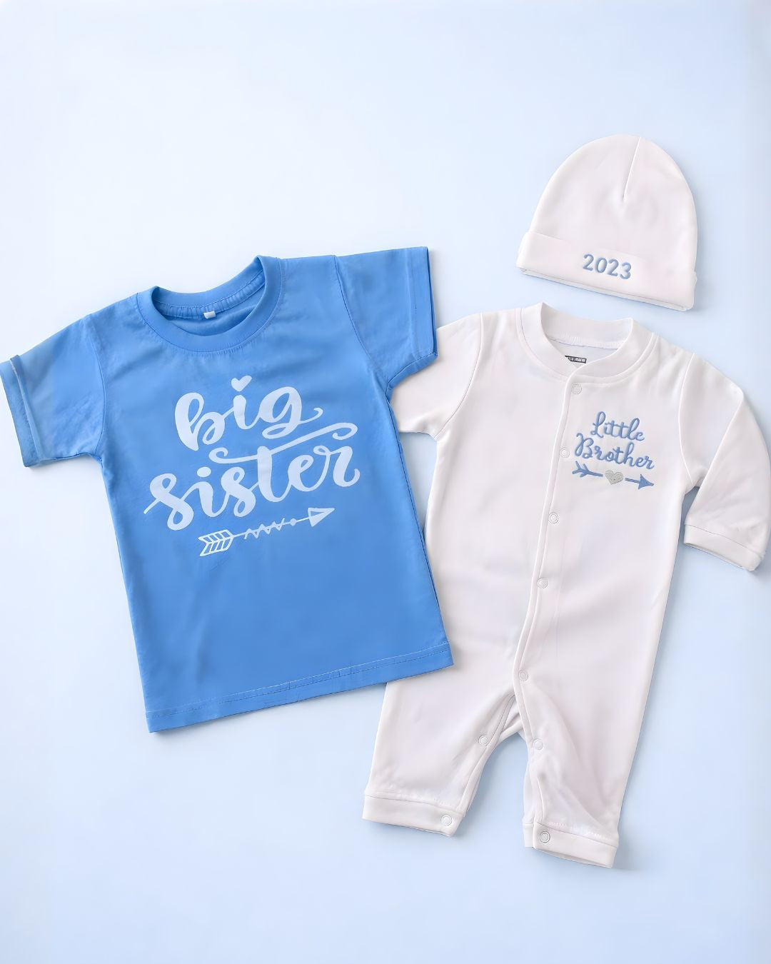 Big Sis Little Bro, embroidered T-shirt with name embroidery