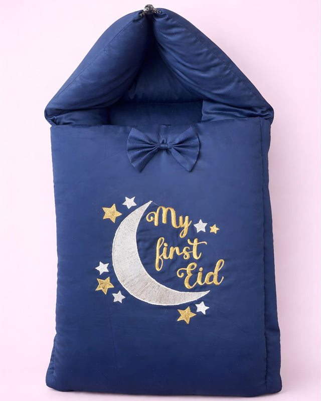 My First Eid Nest, cotton satin baby carry nest with name embroidery