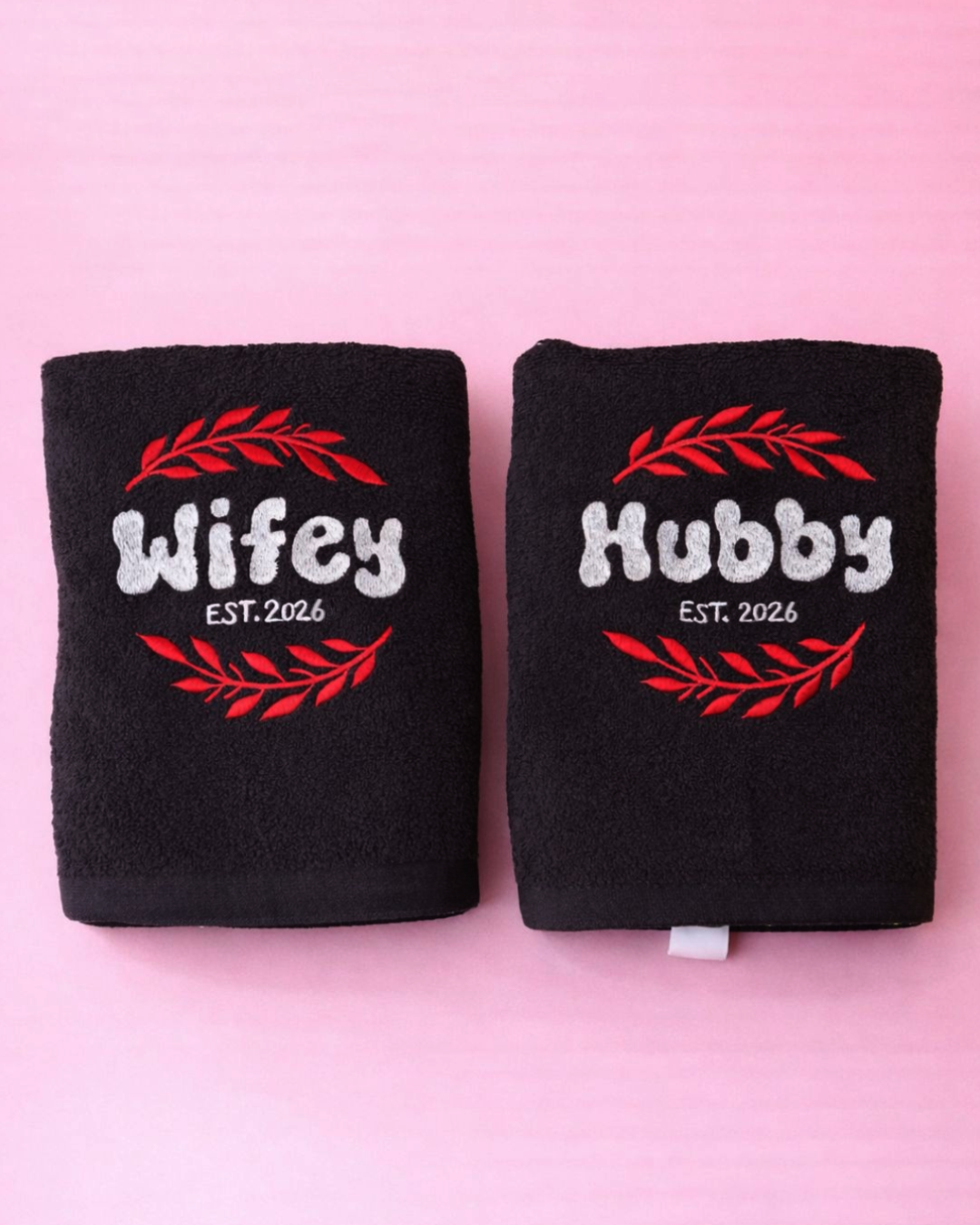 Couple Towel Pair, cotton towel set with name embroidery