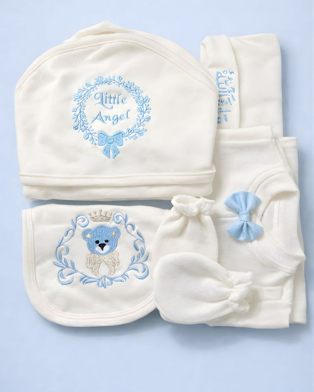 Little Angel 5 Piece Set, blended fabric 5 piece newborn set with name embroidery