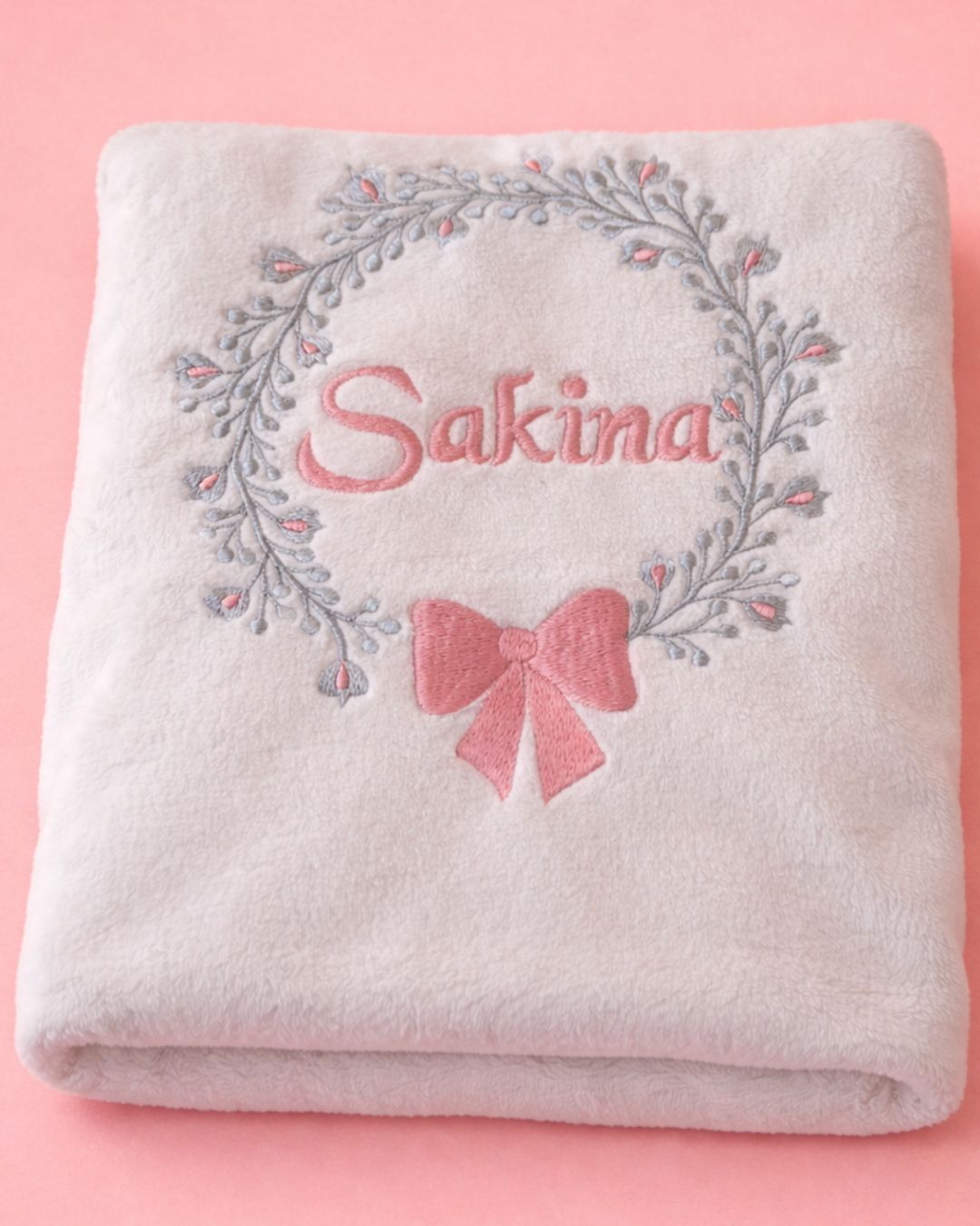 Floral Bow Baby Blanket, baby blanket, another view