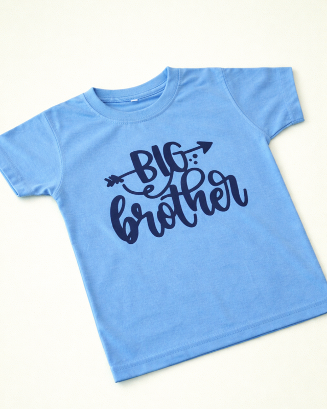 Blue Big Brother, blended fabric embroidered T-shirt