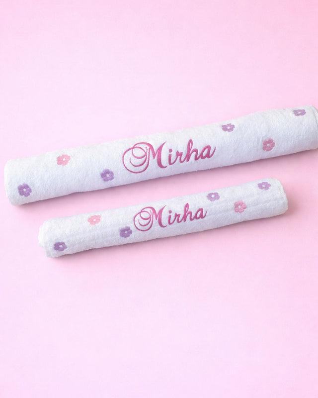 Signature Towel Pair, cotton towel set with name embroidery