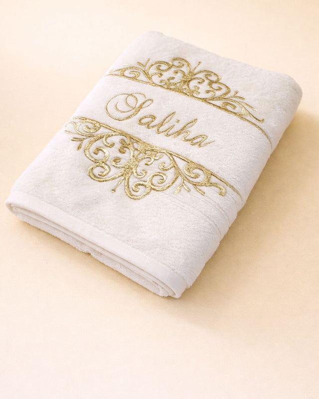 Royal Name Towel, cotton towel with name embroidery