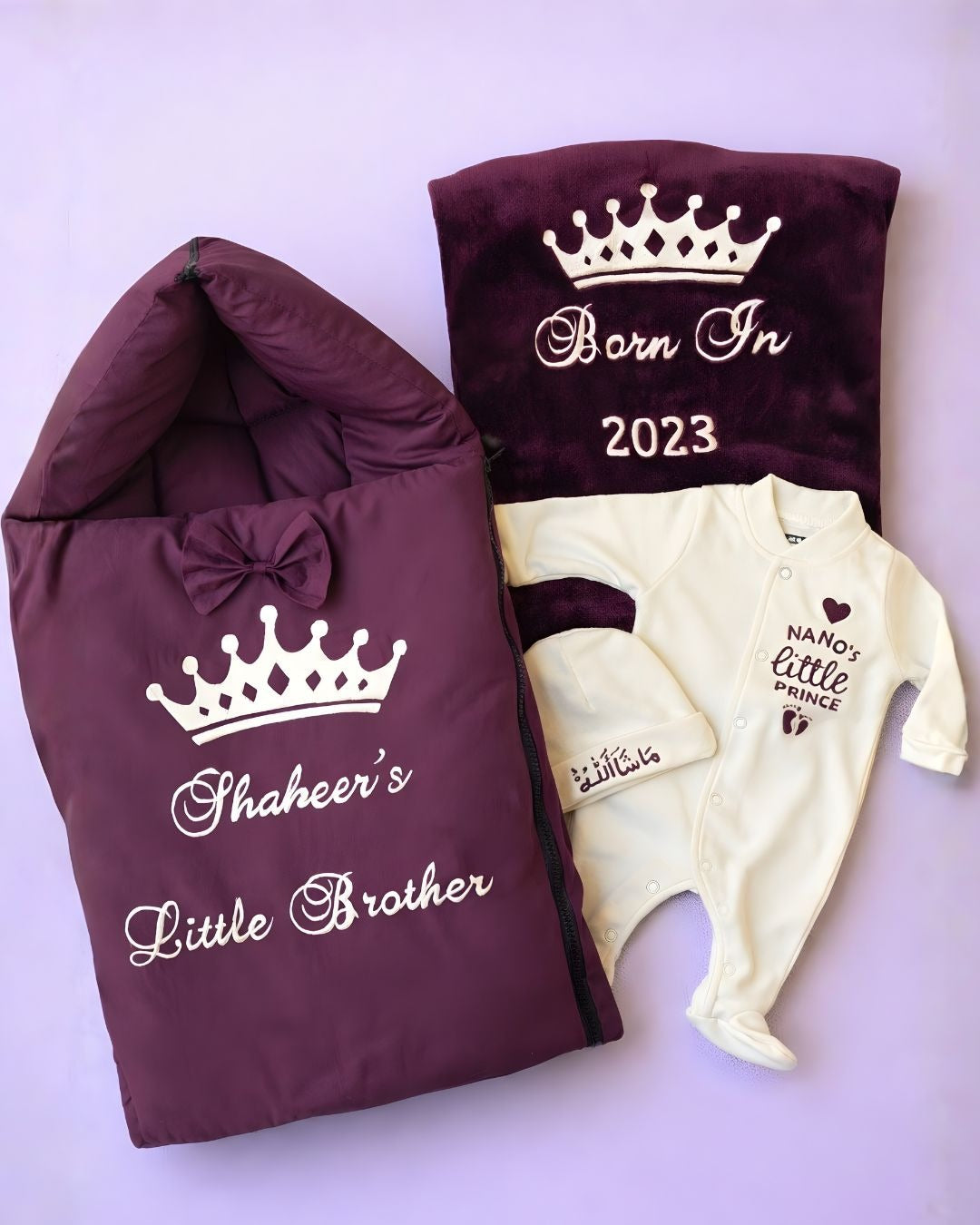 Nano’s Little Prince, 4 piece newborn set with name embroidery