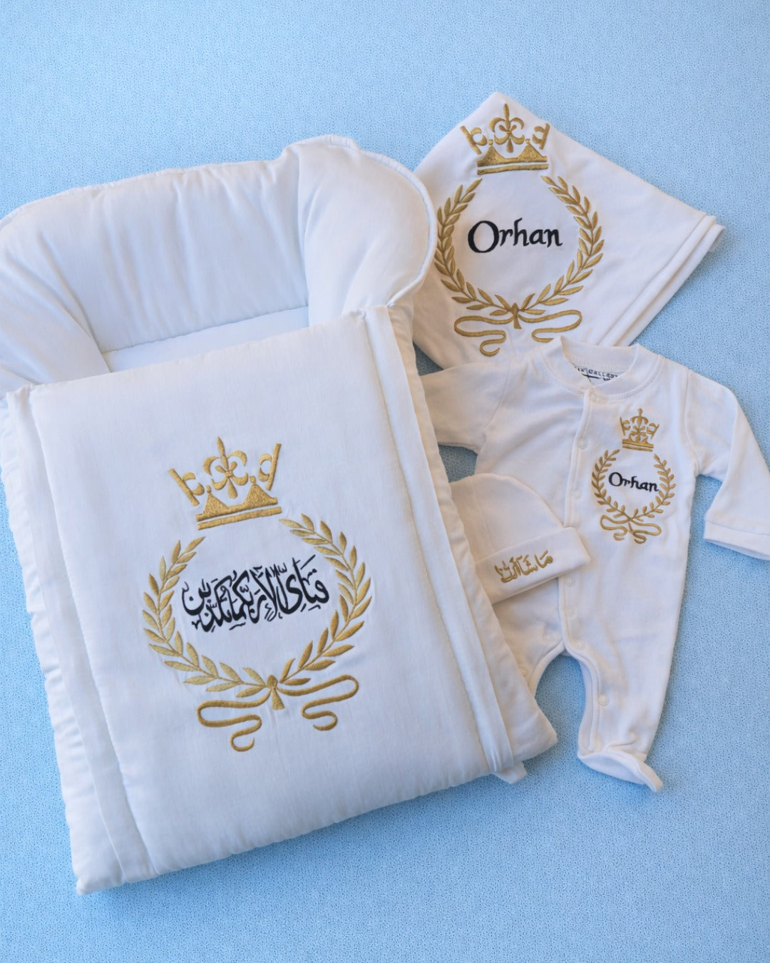 Royal Taj 4 Piece Set, 4 piece newborn set with name embroidery