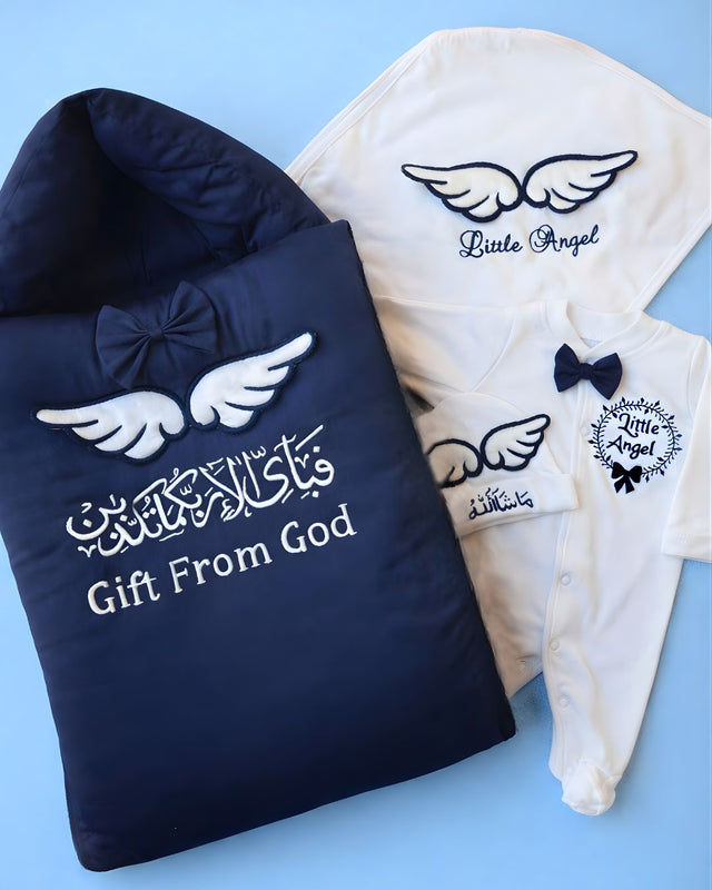 Gift From God, 4 piece newborn set with name embroidery