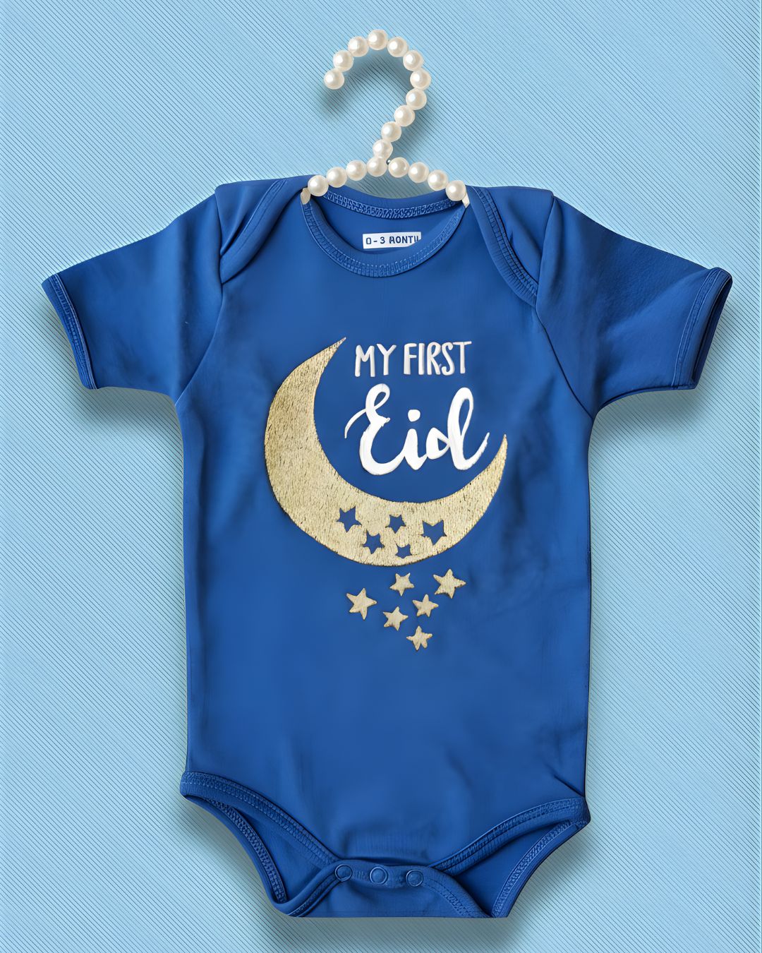 Little Blue Boy, blended fabric baby outfit with name embroidery