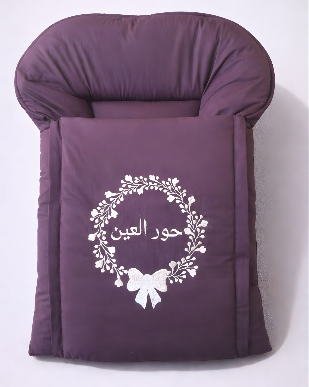 Burgundy Bow, cotton satin baby carry nest with name embroidery