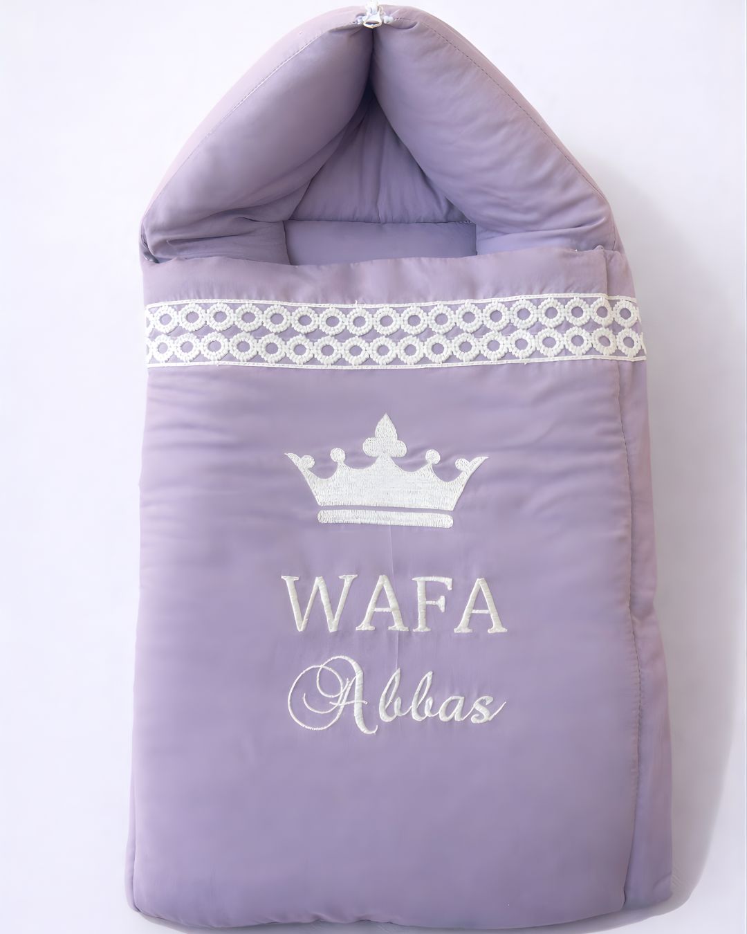 Purple Bed, cotton satin baby carry nest with name embroidery