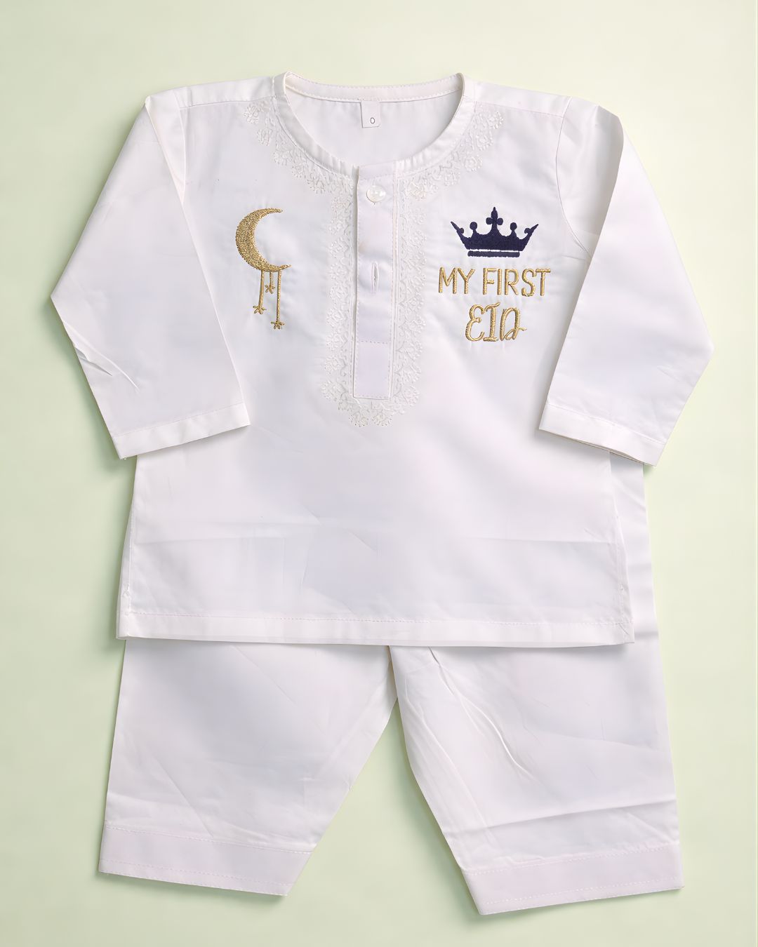 My First Eid Kurta, blended fabric baby kurta with name embroidery