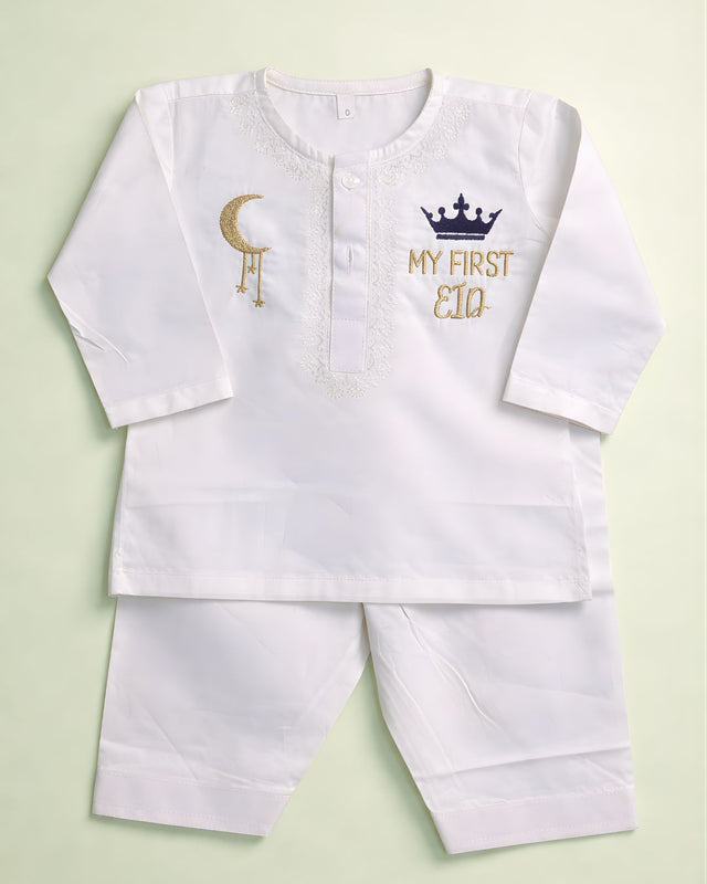 My First Eid Kurta, blended fabric baby kurta with name embroidery