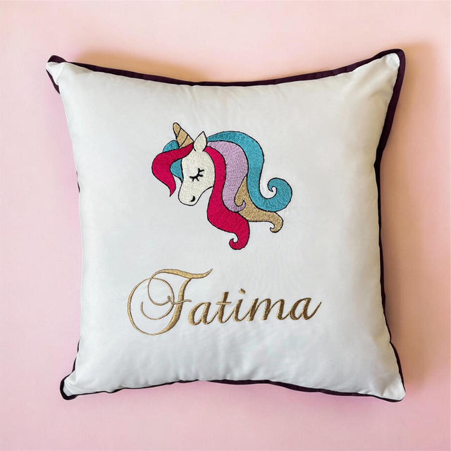 Unicorn Cushion, cotton baby cushion with name embroidery