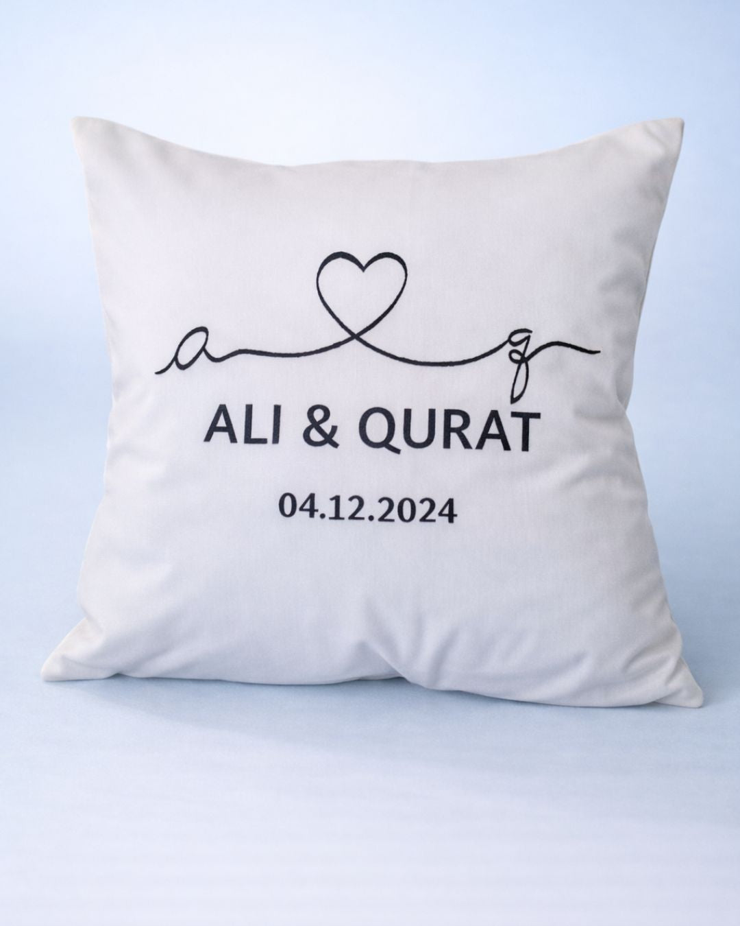 White Couple Cushion, white velvet couple cushion with name embroidery