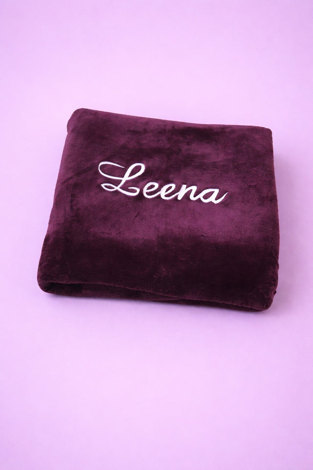 Signature Baby Blanket, purple fleece baby blanket with name embroidery