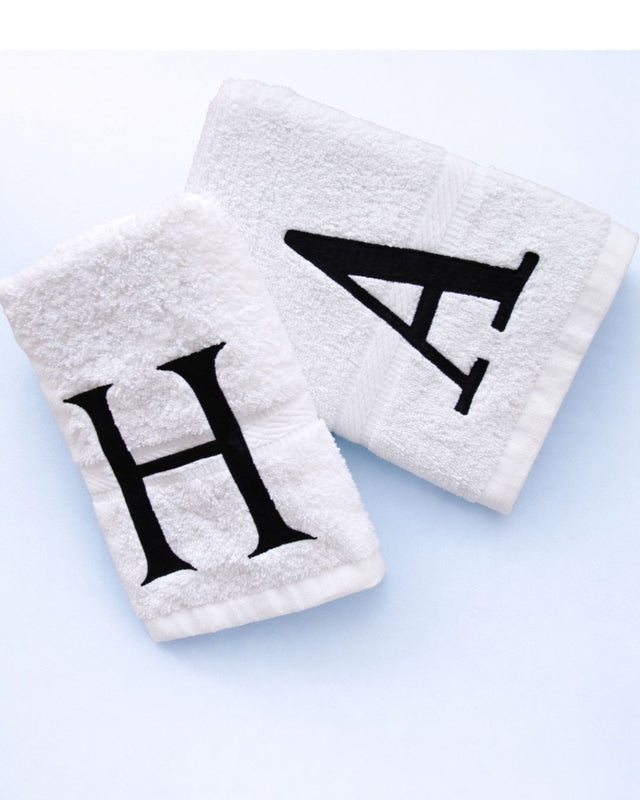 Alphabet Pair, cotton towel set with name embroidery