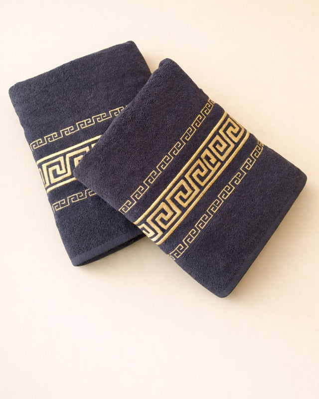 Greek Key Pair, cotton towel set with name embroidery