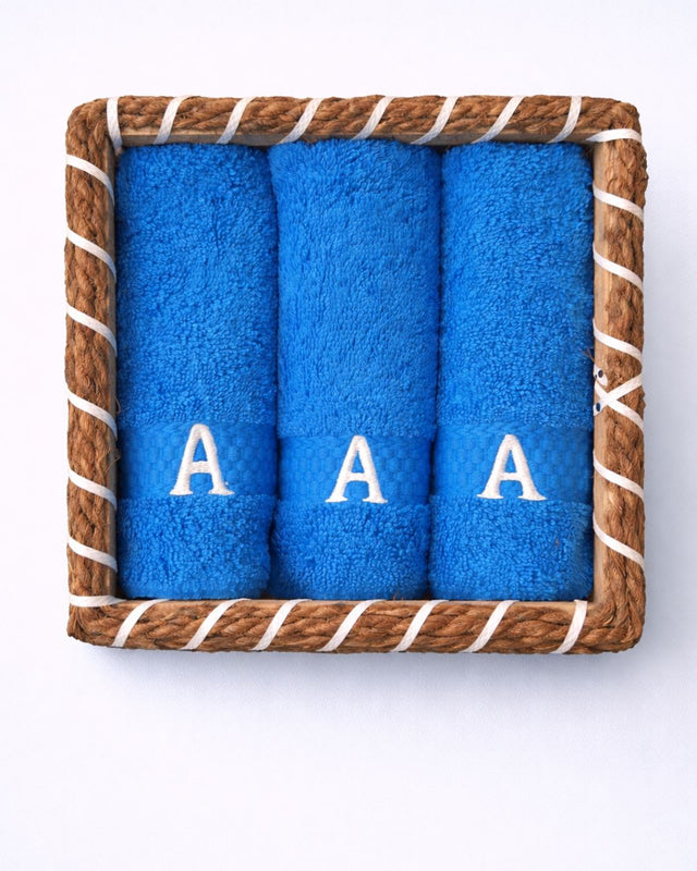 Alphabet Towel Basket, cotton towel gift basket with name embroidery