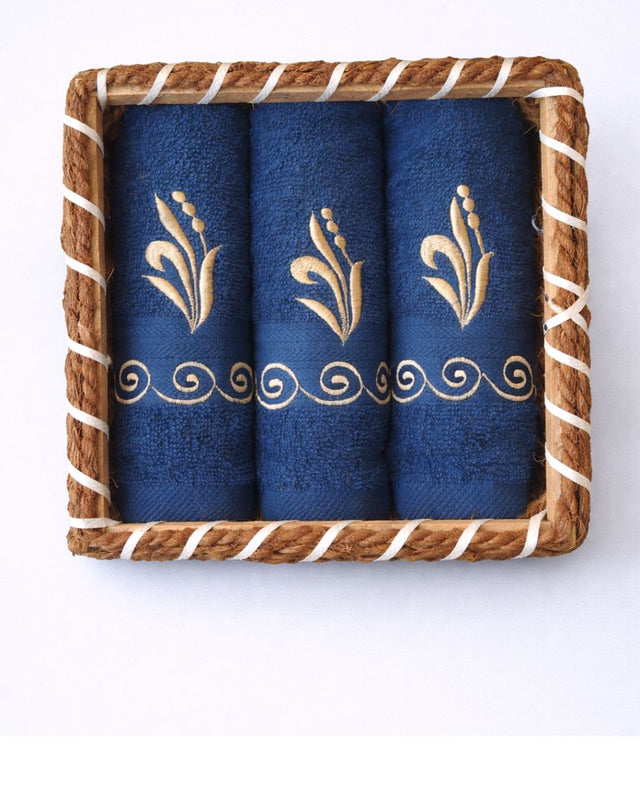 Royal Towel Basket, cotton towel gift basket with name embroidery