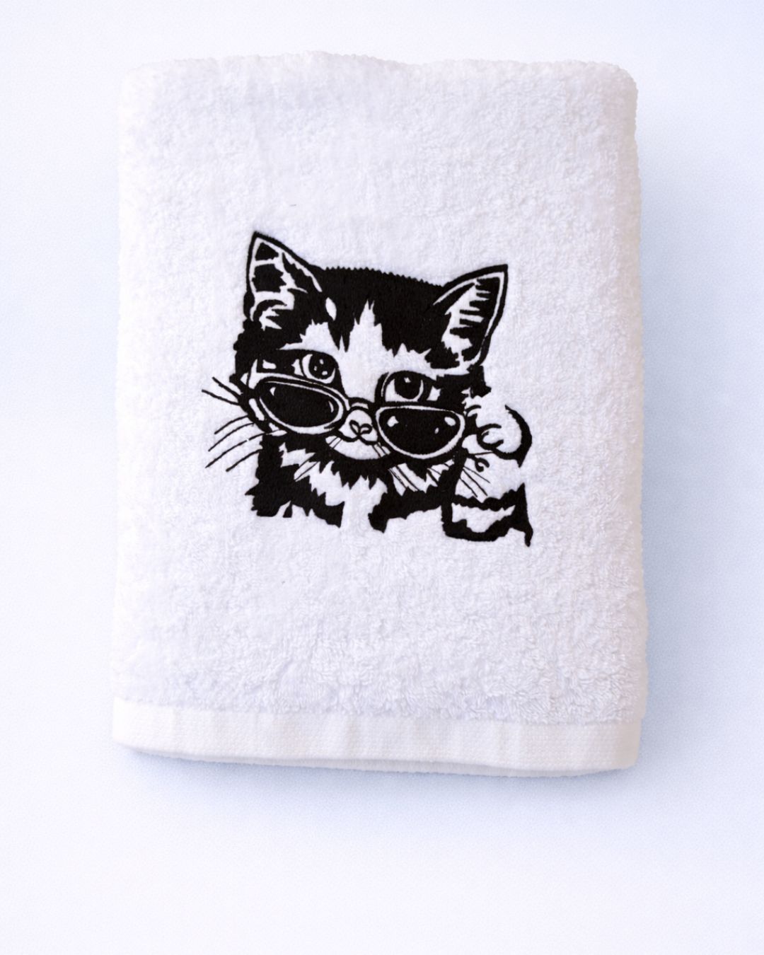 Cat Towel, cotton towel with name embroidery