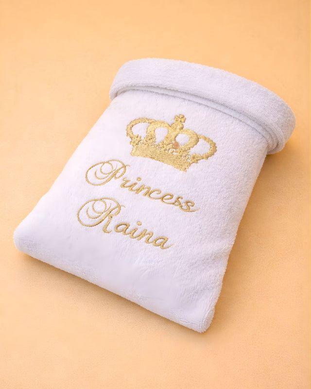 Princess Bathrobe, white cotton bathrobe with name embroidery