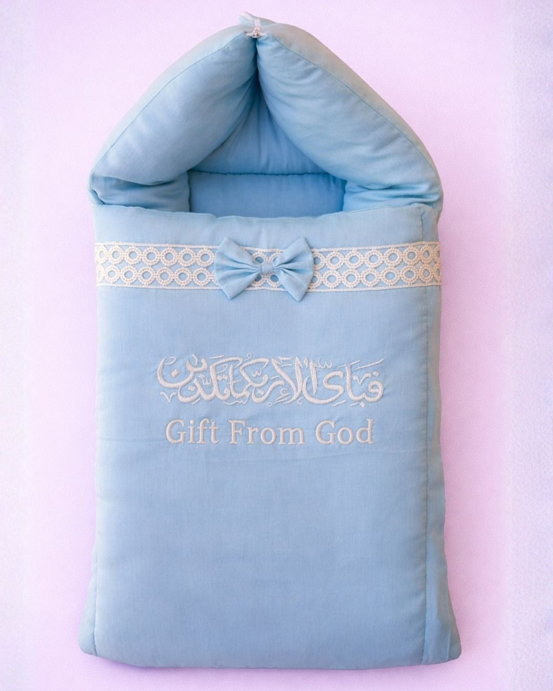 Gift From God Nest, cotton satin baby carry nest with name embroidery