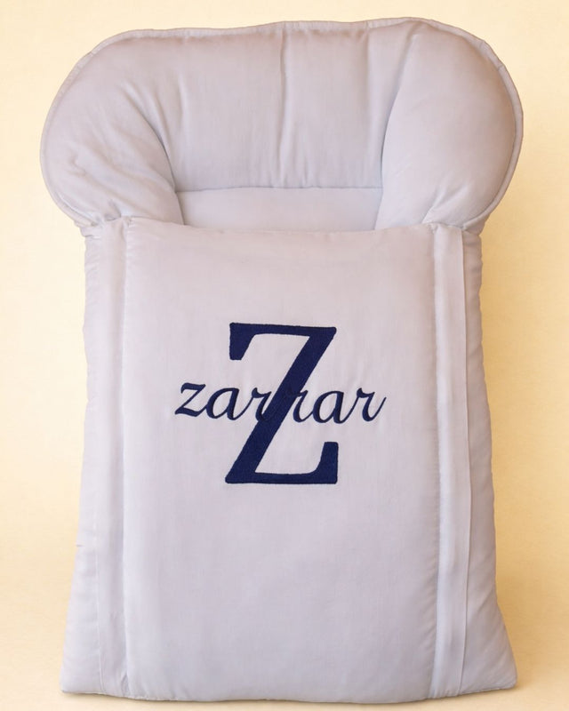 Alphabet Initial Nest, cotton satin baby carry nest with name embroidery