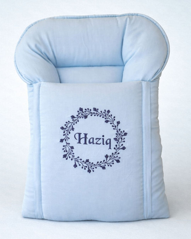 Baby Blue Nest, cotton satin baby carry nest with name embroidery