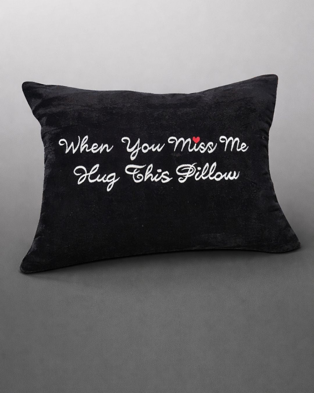 Miss Me Pillow, black velvet couple cushion with name embroidery