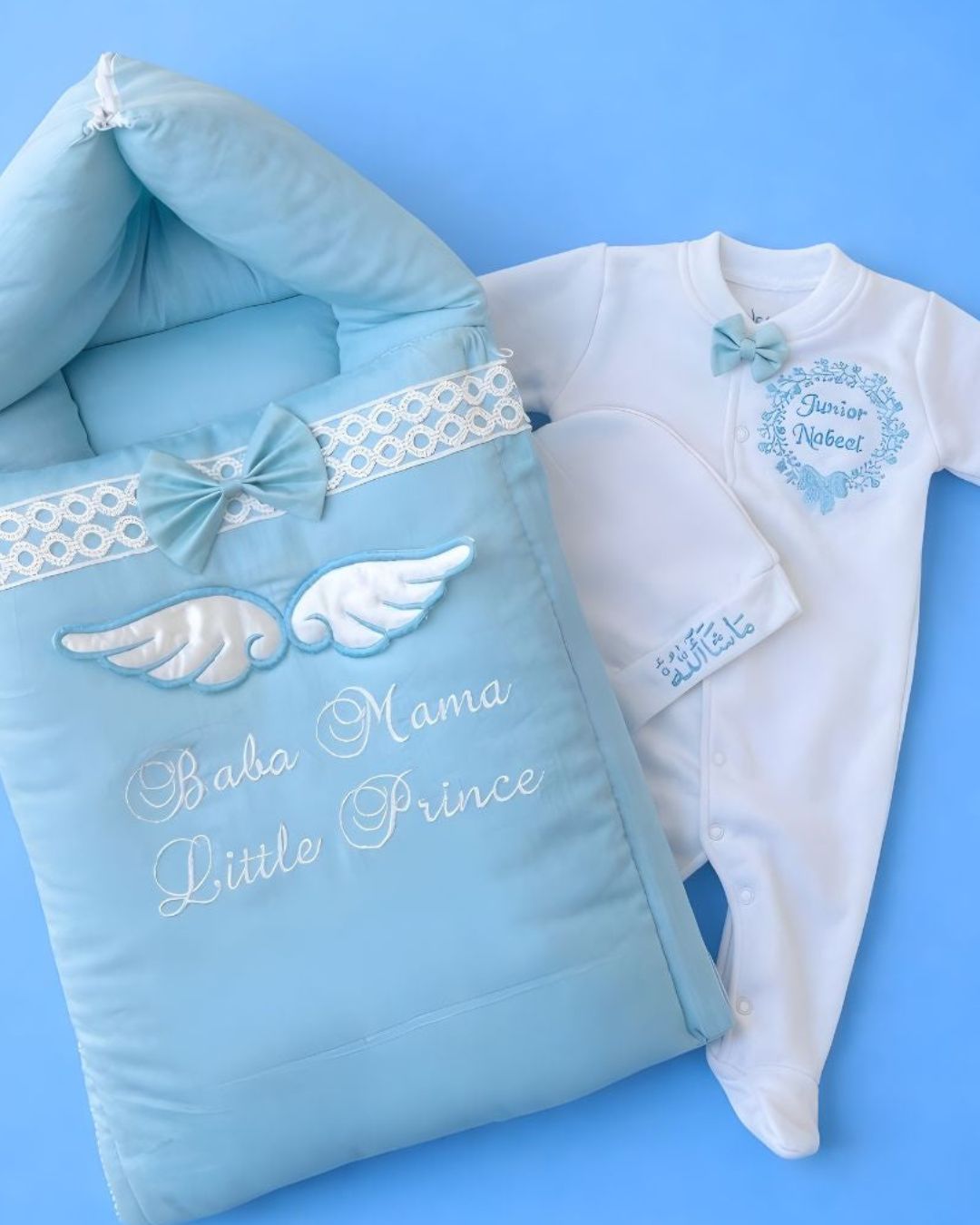 Mama Baba Little Prince, 3 piece newborn set, another view