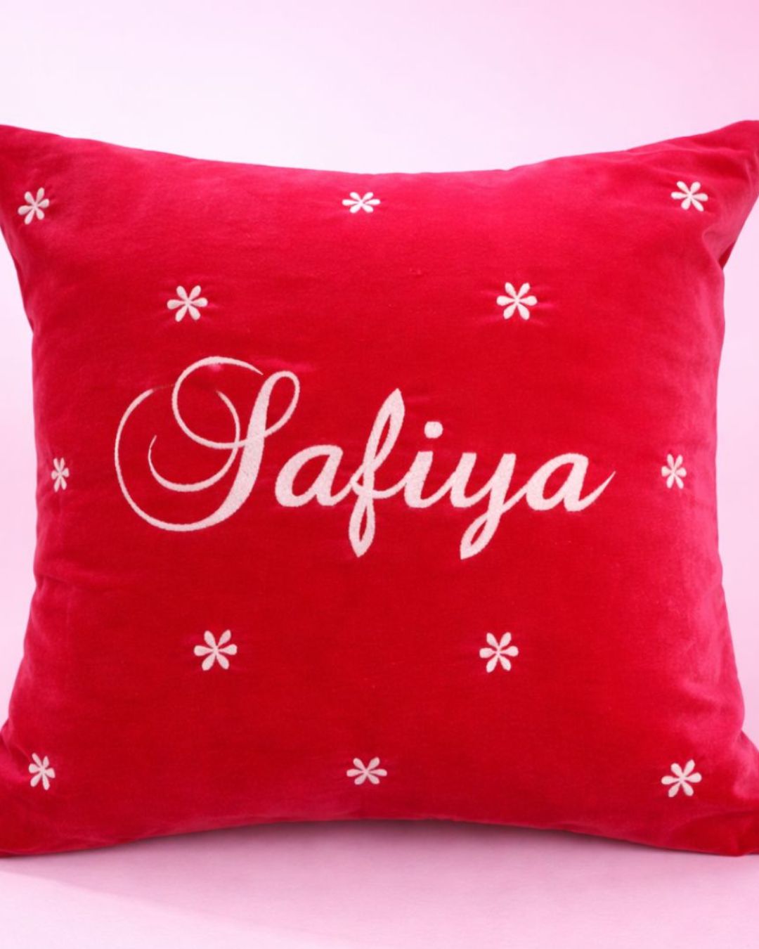 Red Name Cushion, name cushion, another view