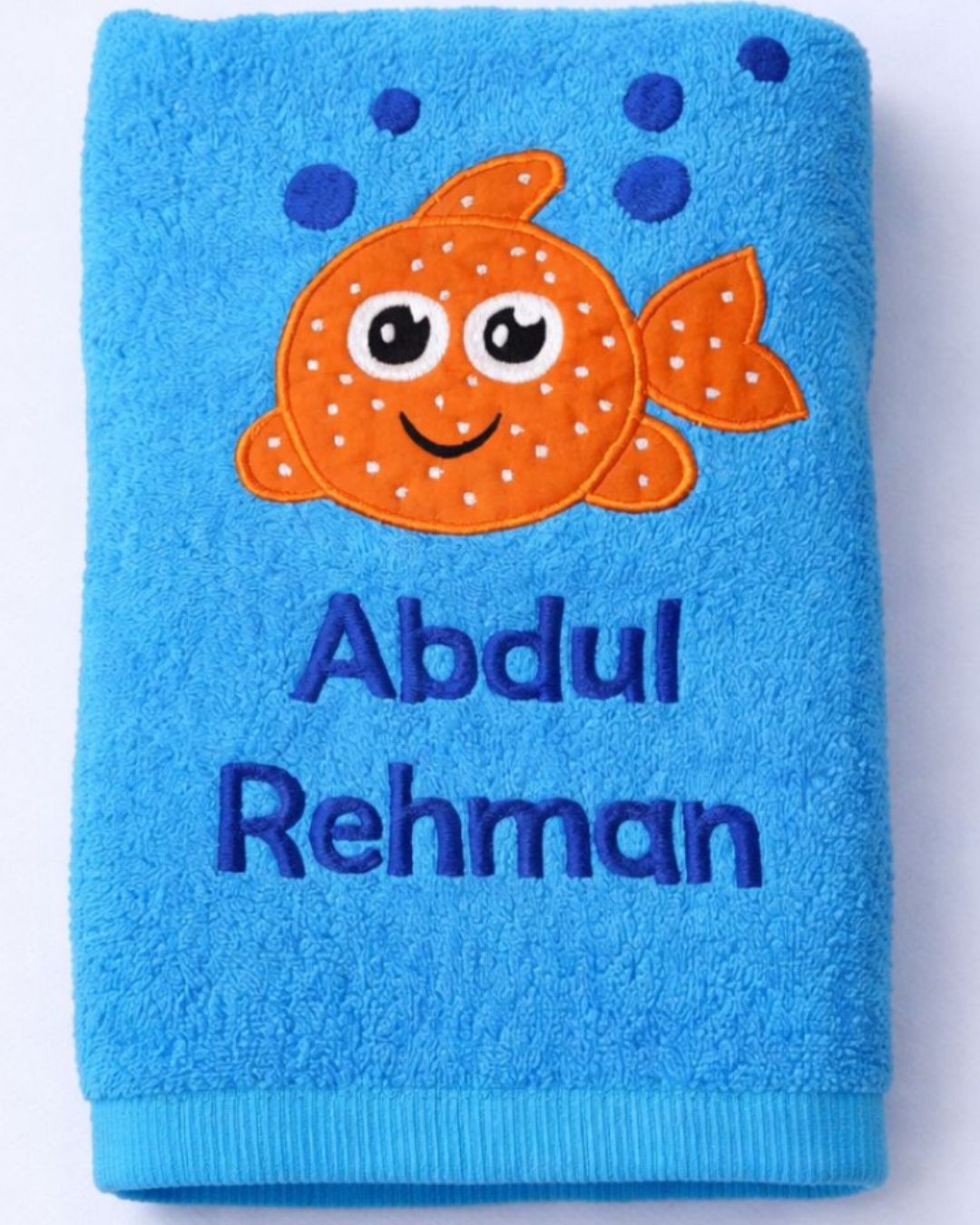 Blue Sea Fish Towel, baby towel, another view