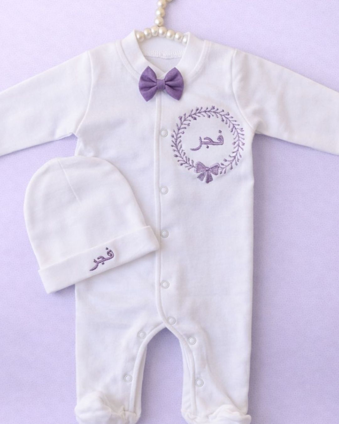 Urdu Bow Bodysuit, baby bodysuit, another view