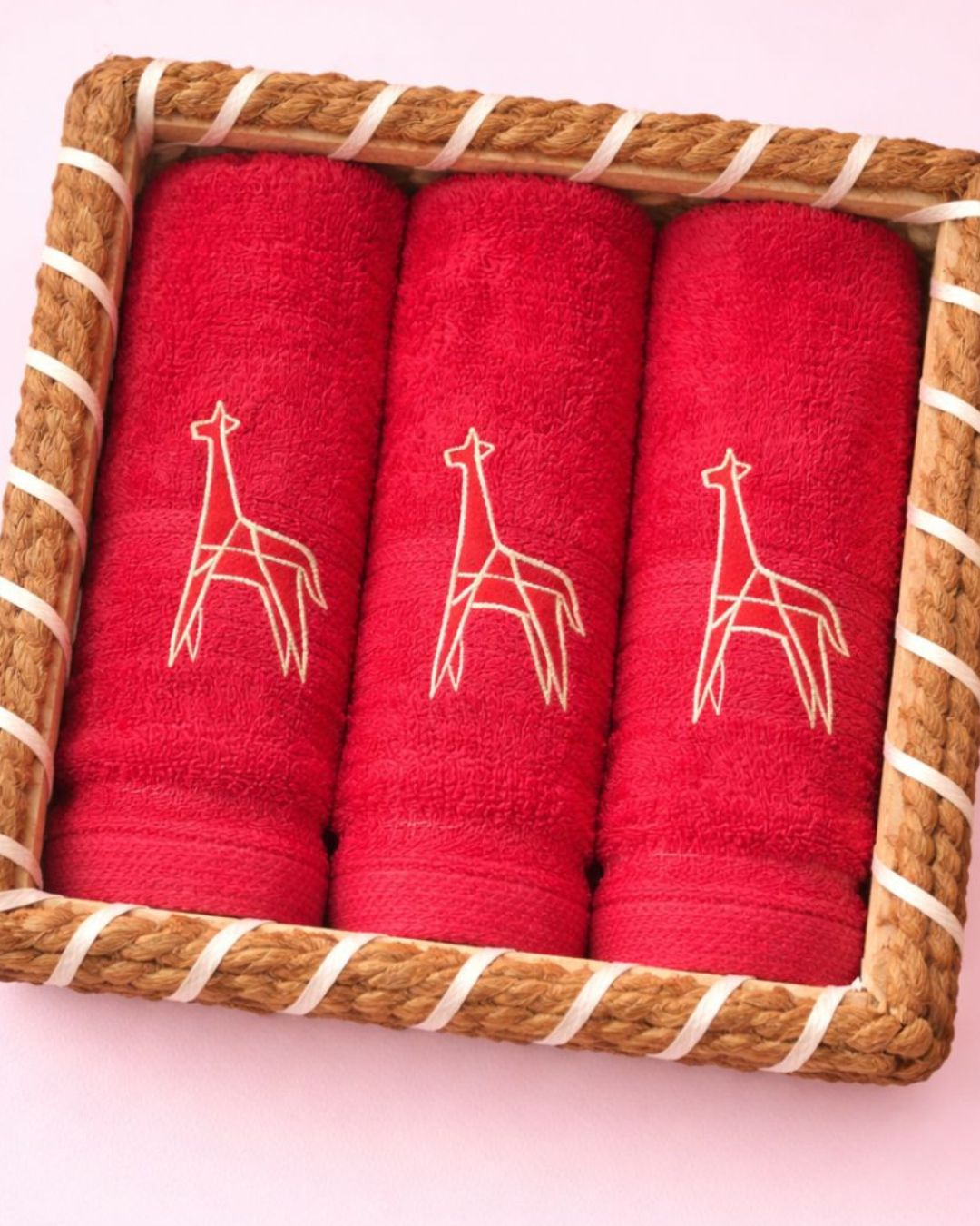 Giraffe Towel Basket, towel gift basket, another view