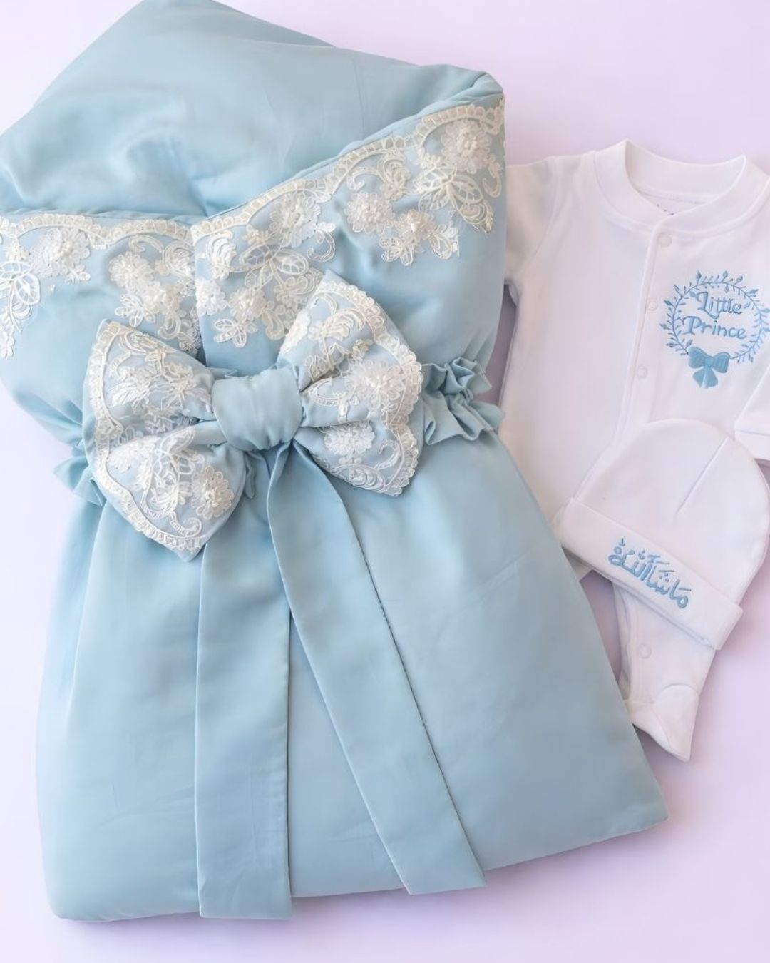 Lace Prince Set, 3 piece newborn set, another view