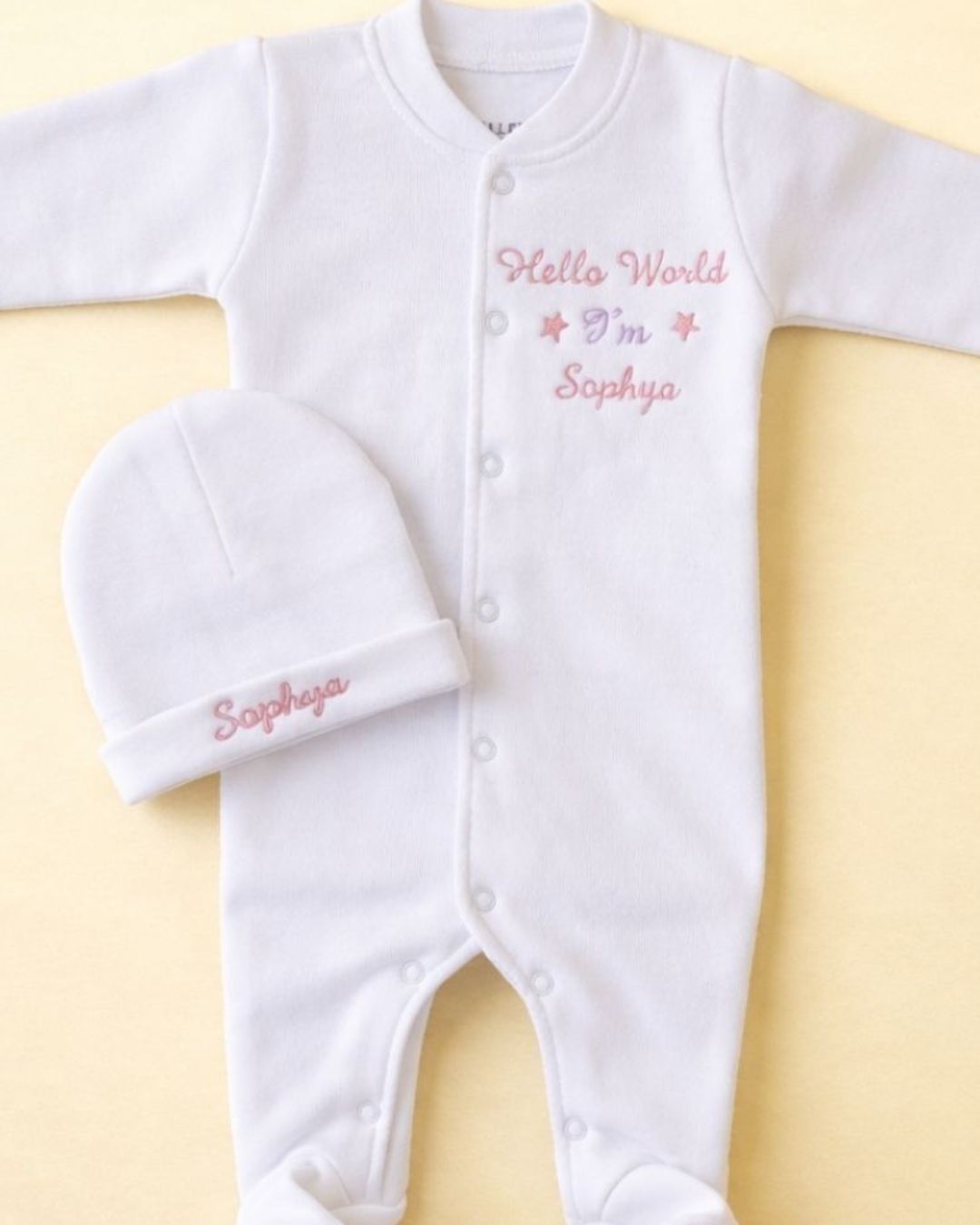 Hello World Name Bodysuit, baby bodysuit, another view