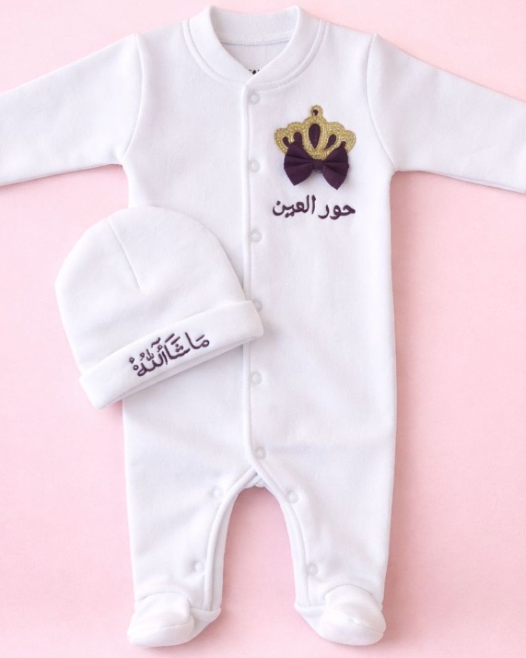 Bow Crown, 2 piece newborn set, another view