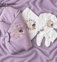 Fairy 5 Piece Set, blended fabric 5 piece newborn set with name embroidery