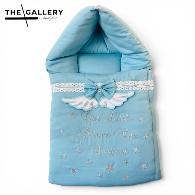 Baby Blue Star Angel, cotton satin baby carry nest with name embroidery