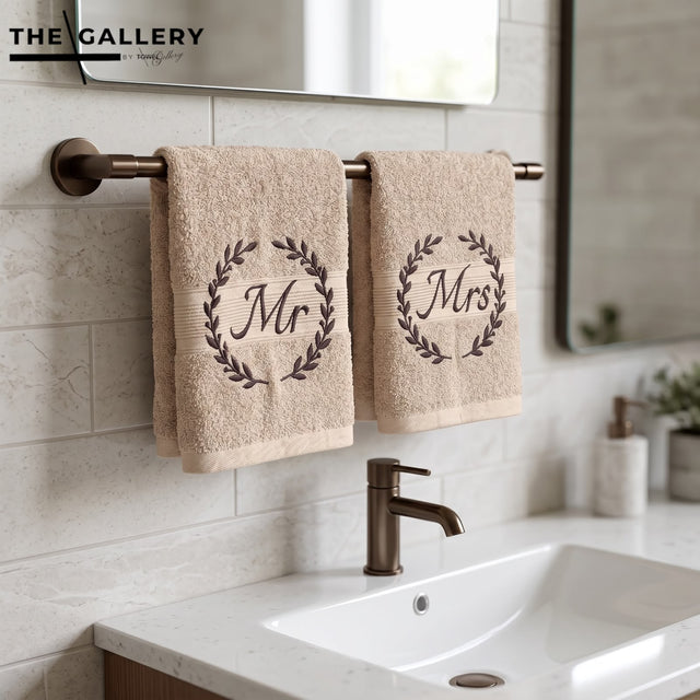 Mr&Mrs Hand Towels, cotton towel with name embroidery