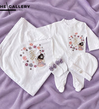 Fairy 4 Piece Set, blended fabric 4 piece newborn set with name embroidery